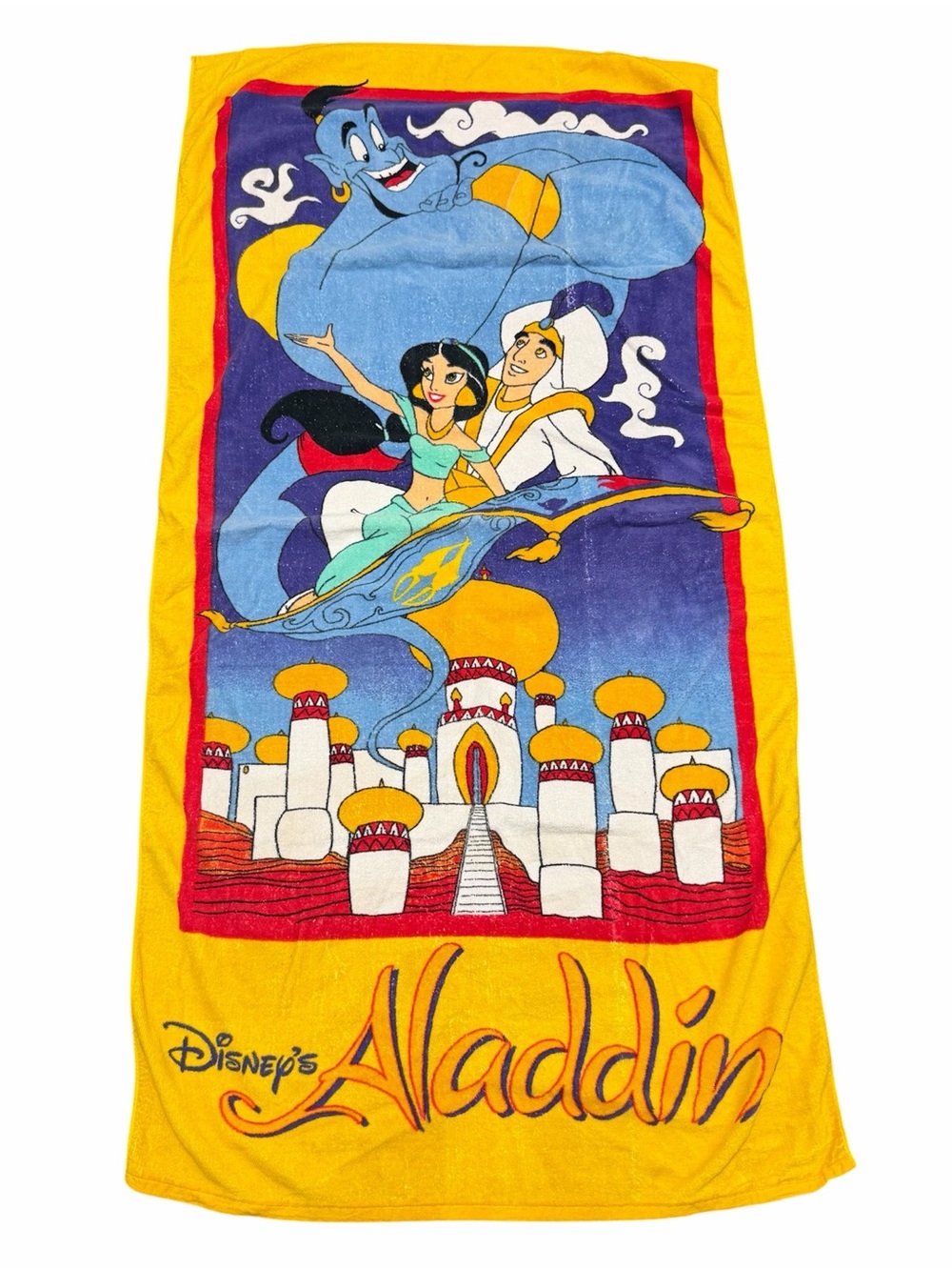 Vintage 90s Disney Aladdin Beach Towel Pre Owned Rare 57x28